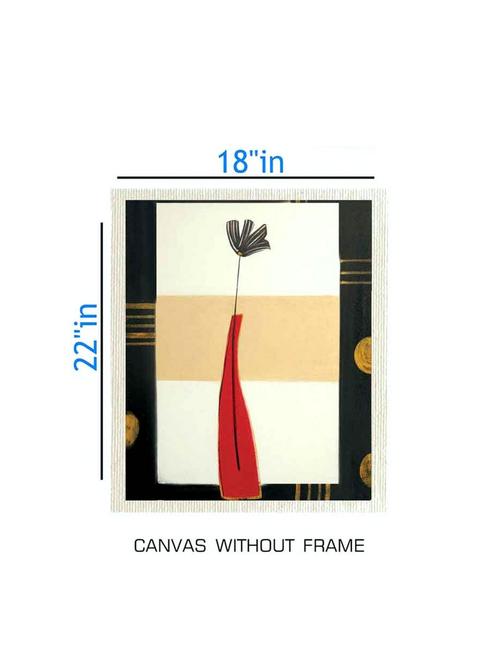 canvas flower pot painting without frame + silver plated rs.1000 replica note - 10376907 - Very Small Image - 1