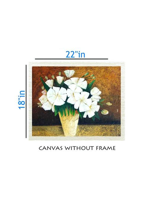 canvas flower painting without frame + silver plated rs.1000 replica note - 10376915 - Very Small Image - 1