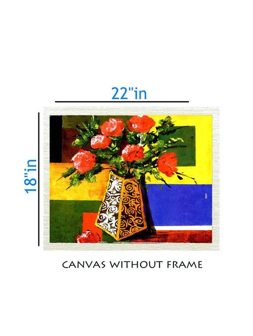 canvas flower pot painting without frame + silver plated rs.1000 replica note - 10376918 - Very Small Image - 1
