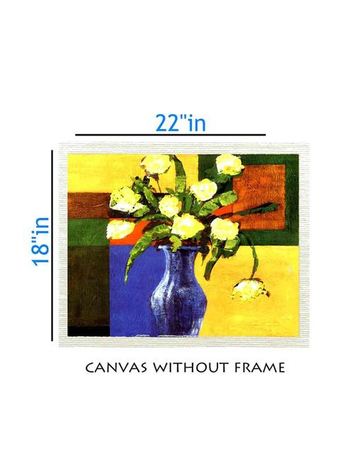 canvas flower pot painting without frame + silver plated rs.1000 replica note - 10376919 - Very Small Image - 1