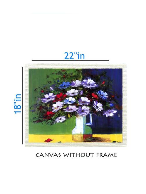 canvas flower pot painting without frame + silver plated rs.1000 replica note - 10376921 - Very Small Image - 1