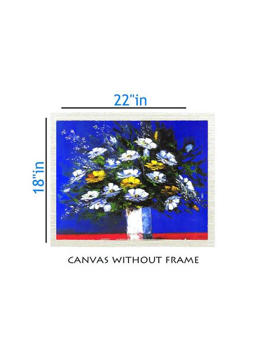 canvas flower pot painting without frame + silver plated rs.1000 replica note - 10376922 - Very Small Image - 1