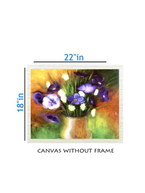 canvas flower pot painting without frame + silver plated rs.1000 replica note - 10376928 - Very Small Image - 1