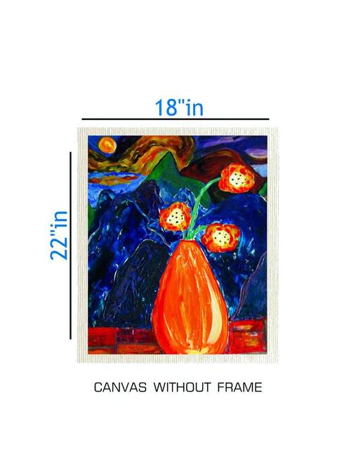 canvas flower pot painting without frame + silver plated rs.1000 replica note - 10376934 - Very Small Image - 1