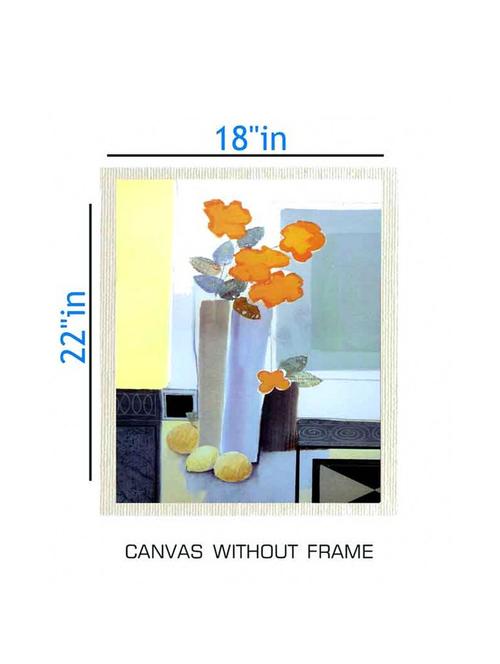 canvas flower pot painting without frame + silver plated rs.1000 replica note - 10376937 - Very Small Image - 1