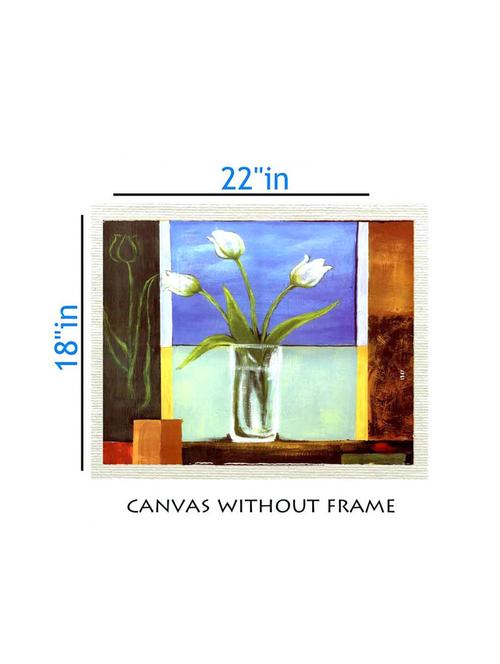 canvas flower pot painting without frame + silver plated rs.1000 replica note - 10376940 - Very Small Image - 1