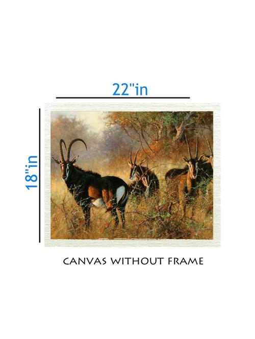 canvas animal painting without frame + silver plated rs.1000 replica note - 10376944 - Very Small Image - 1