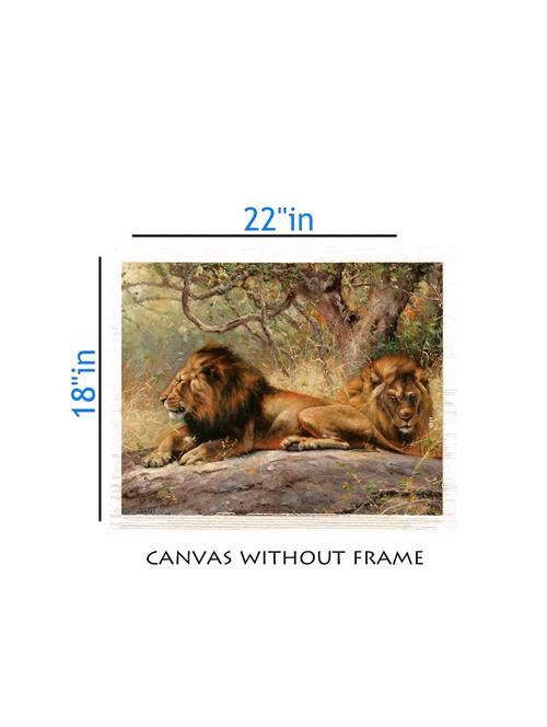 canvas animal painting without frame + silver plated rs.1000 replica note - 10376976 - Very Small Image - 1