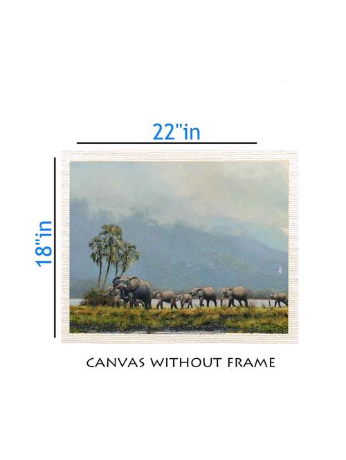 canvas animal painting without frame + silver plated rs.1000 replica note - 10376982 - Very Small Image - 1