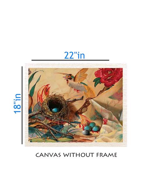 canvas bird painting without frame + silver plated rs.1000 replica note - 10377013 - Very Small Image - 1