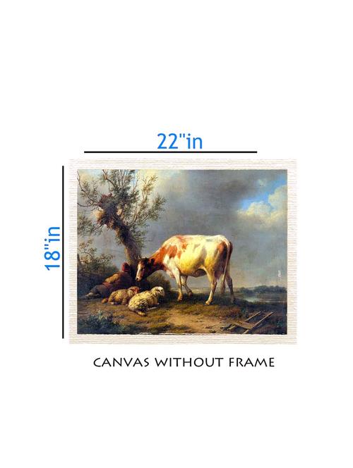 canvas animal painting without frame + silver plated rs.1000 replica note - 10377014 - Very Small Image - 1