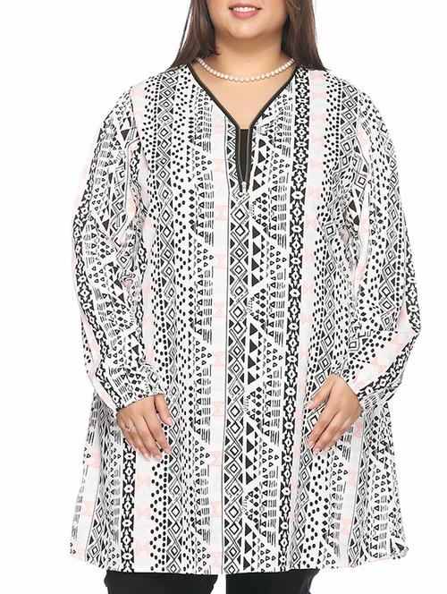 black, white poly crepe top - 10379690 - Very Small Image - 1