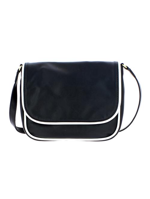 black , white leatherette sling bag - 10381736 - Very Small Image - 1