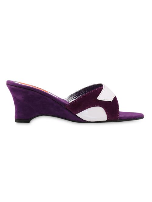 purple and white leatherette heel sandals - 1038359 - Very Small Image - 1