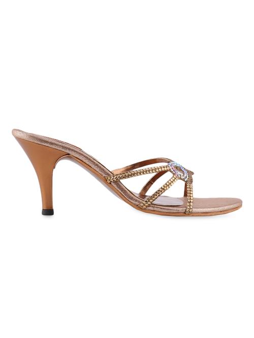 gold embellished leatherette heel sandals - 1038376 - Very Small Image - 1
