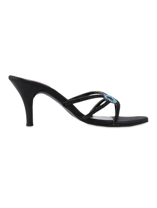 black embellished leatherette heel sandals - 1038377 - Very Small Image - 1