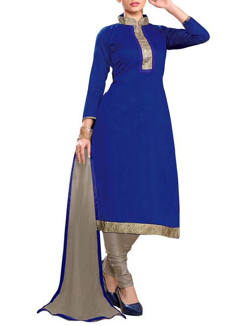 lace detail unstitched churidaar suit - 10389099 - Very Small Image - 1