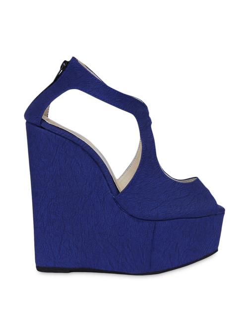 blue leatherette platform wedges - 1040228 - Very Small Image - 1