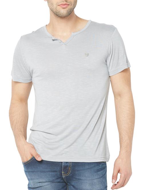 grey colored, viscose spandex tee- shirt - 10405918 - Very Small Image - 1