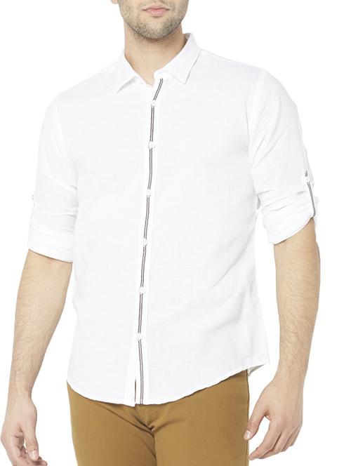 white linen casual shirt - 10405931 - Very Small Image - 1