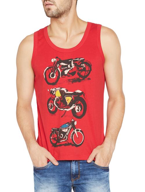 red colored, cotton tee- shirt - 10406098 - Very Small Image - 1