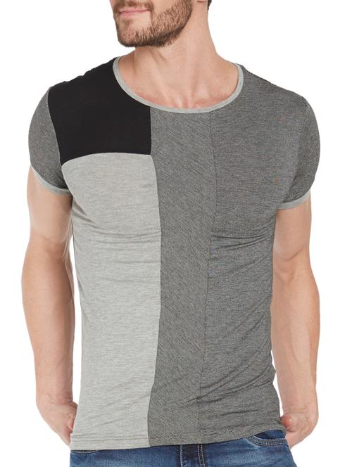 grey colored, viscose spandex tee- shirt - 10406344 - Very Small Image - 1