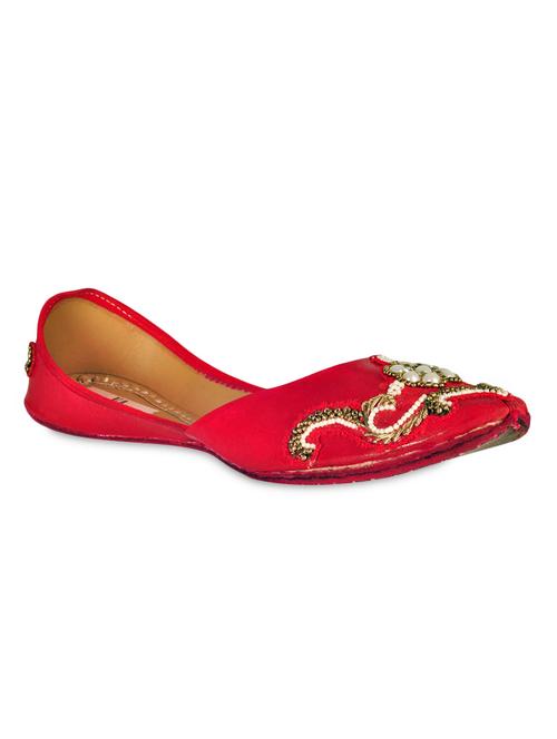va by vanshika ahuja red hand embroidered pearl mojris - 10406464 - Very Small Image - 1