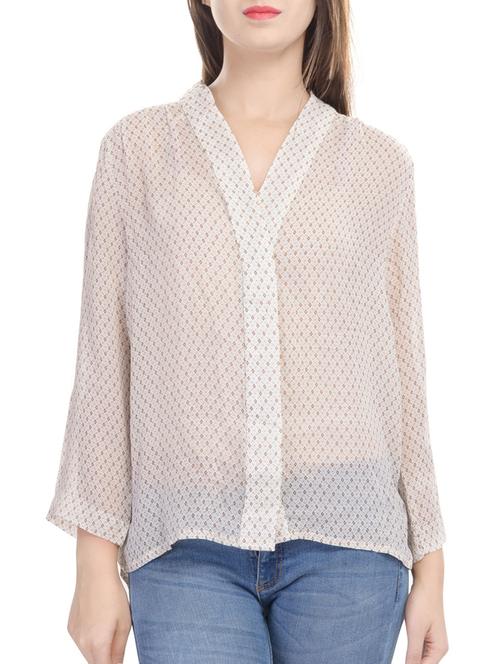 concealed placket v-neck shirt - 10411719 - Very Small Image - 1