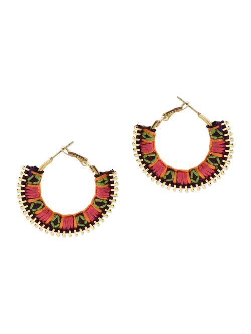 multicoloured embroidered handmade earrings - 10415673 - Very Small Image - 1
