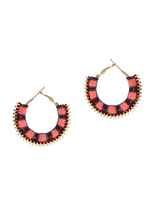 multicoloured embroidered handmade earrings - 10415674 - Very Small Image - 1