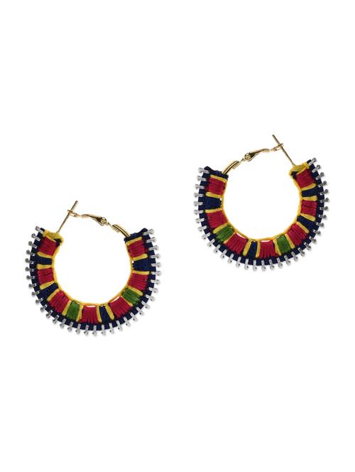 multicoloured embroidered handmade earrings - 10415681 - Very Small Image - 1
