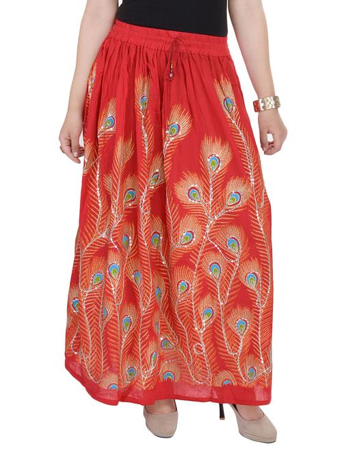 red cotton skirts - 10416645 - Very Small Image - 1
