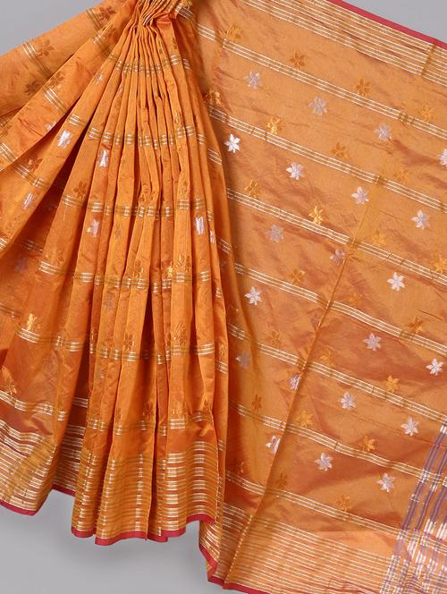 orange color dupion silk woven saree - 1041667 - Very Small Image - 1