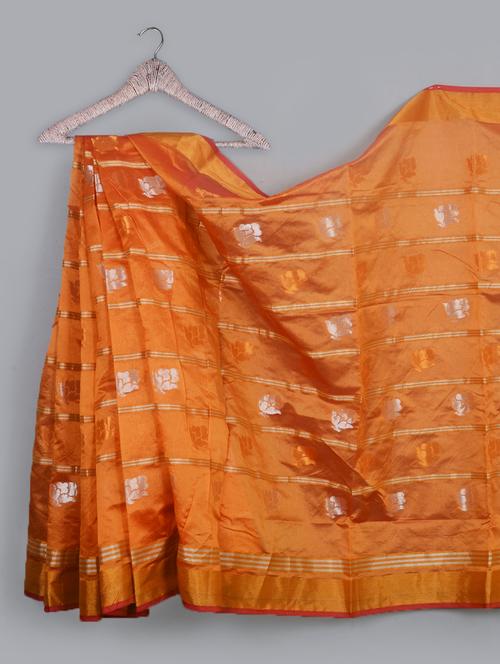 orange color dupion silk woven saree - 1041682 - Very Small Image - 1