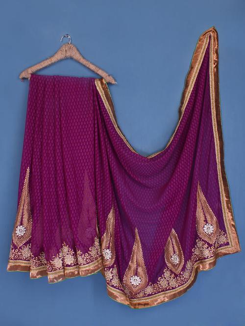 purple georgette saree - 1041952 - Very Small Image - 1