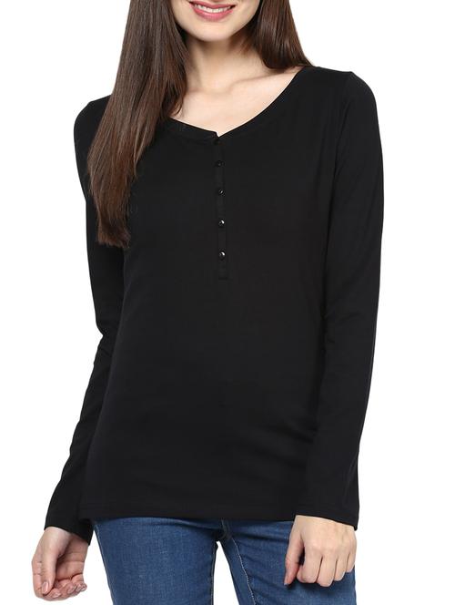 black cotton, elastane top - 10420224 - Very Small Image - 1
