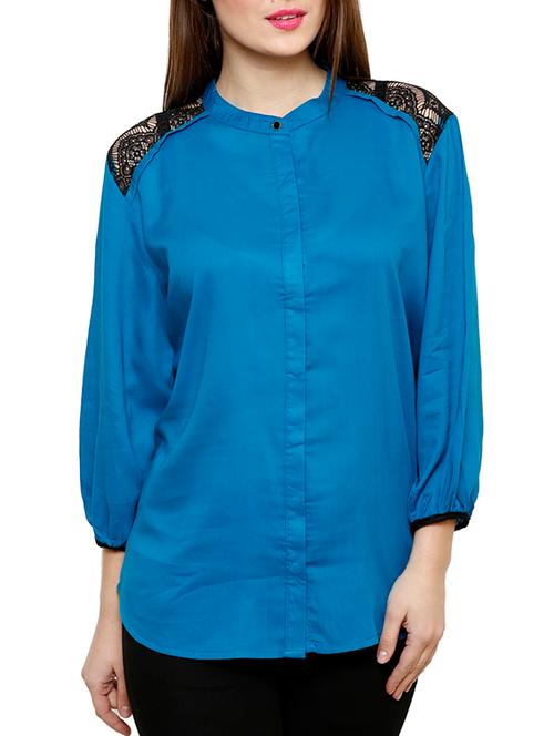 turquoise viscose shirt - 10420368 - Very Small Image - 1