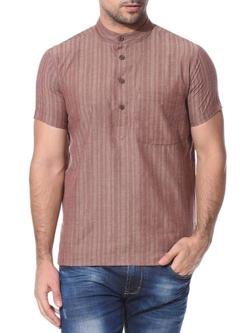 brown cotton kurta - 10427489 - Very Small Image - 1