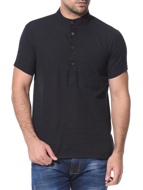 black cotton short kurta - 10427503 - Very Small Image - 1