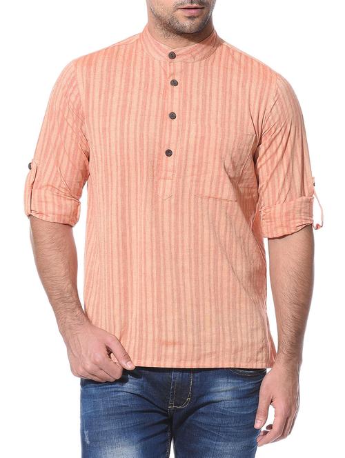orange cotton short kurta - 10427525 - Very Small Image - 1