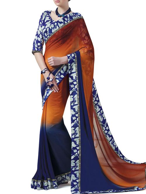 multi colored georgette saree with blouse - 10428659 - Very Small Image - 1
