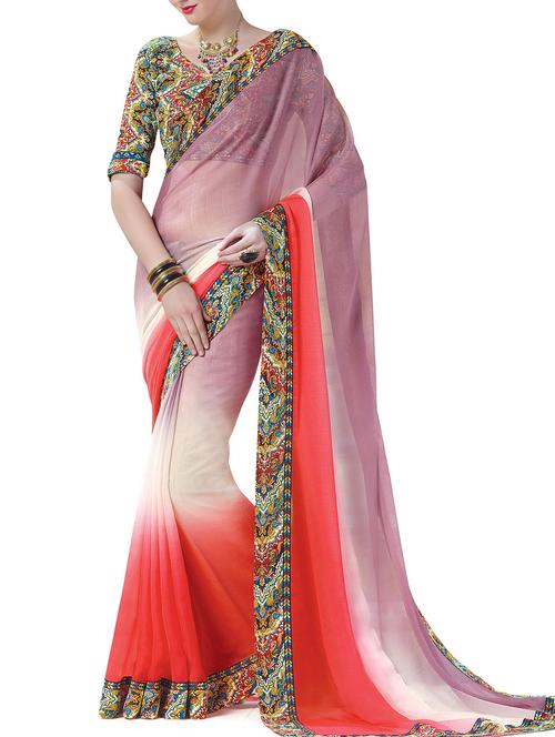 multi colored georgette saree with blouse - 10428663 - Very Small Image - 1