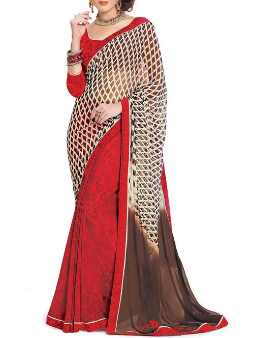 multi colored georgette printed saree with blouse - 10428722 - Very Small Image - 1