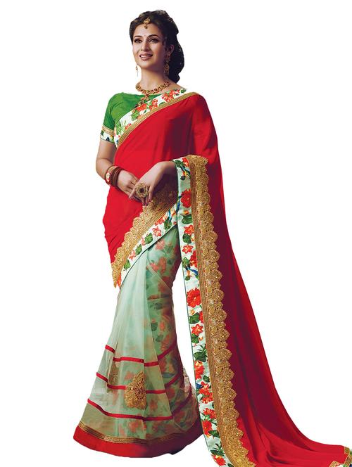 multi colored georgette saree with blouse - 10428734 - Very Small Image - 1