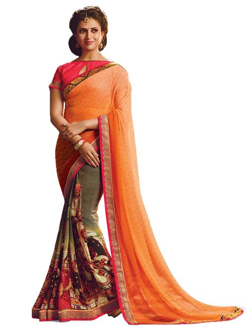 multi colored georgette saree with blouse - 10428736 - Very Small Image - 1