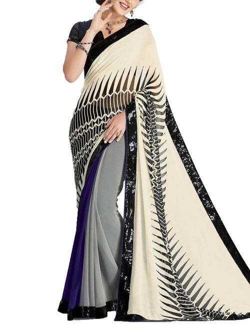 multi colored georgette printed saree with blouse - 10428762 - Very Small Image - 1