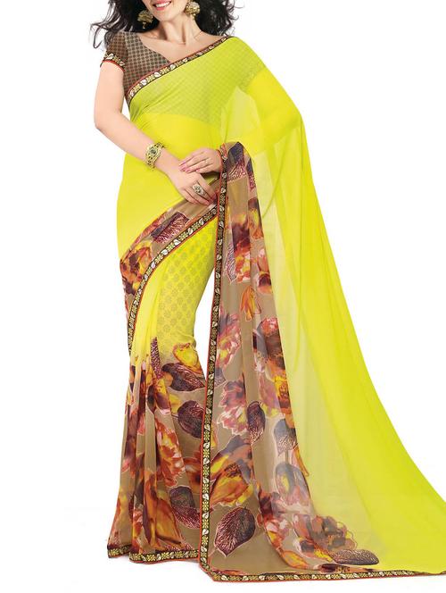 multi colored georgette printed saree with blouse - 10428765 - Very Small Image - 1