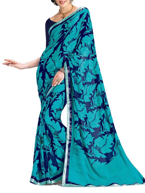 multi colored georgette printed saree with blouse - 10428766 - Very Small Image - 1
