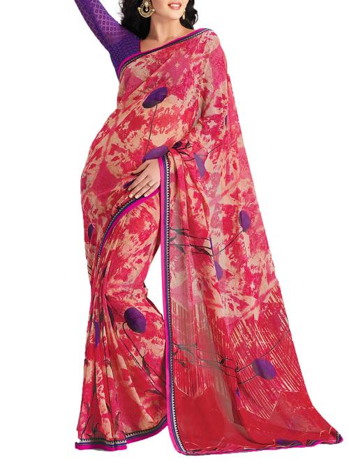 multi colored georgette printed saree with blouse - 10428767 - Very Small Image - 1