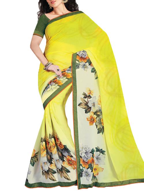 multi colored georgette printed saree with blouse - 10428768 - Very Small Image - 1
